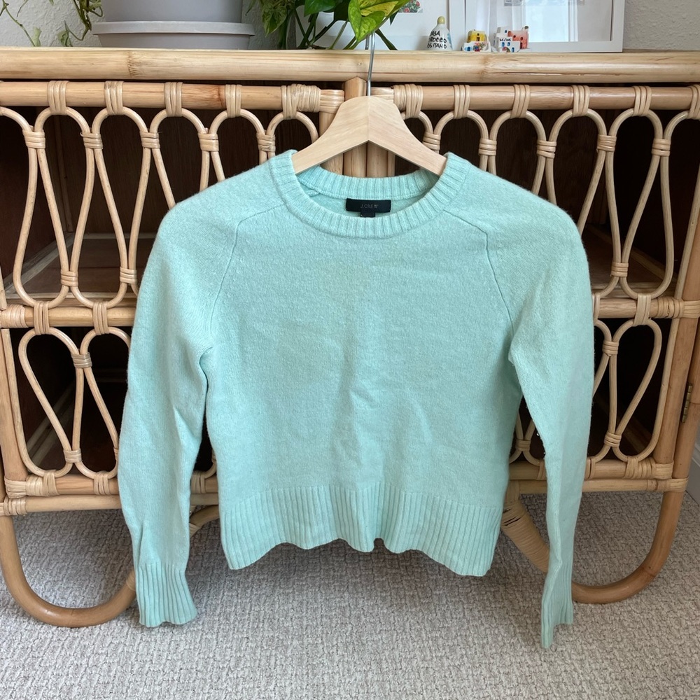 J Crew 100% Wool Aqua Sweater
